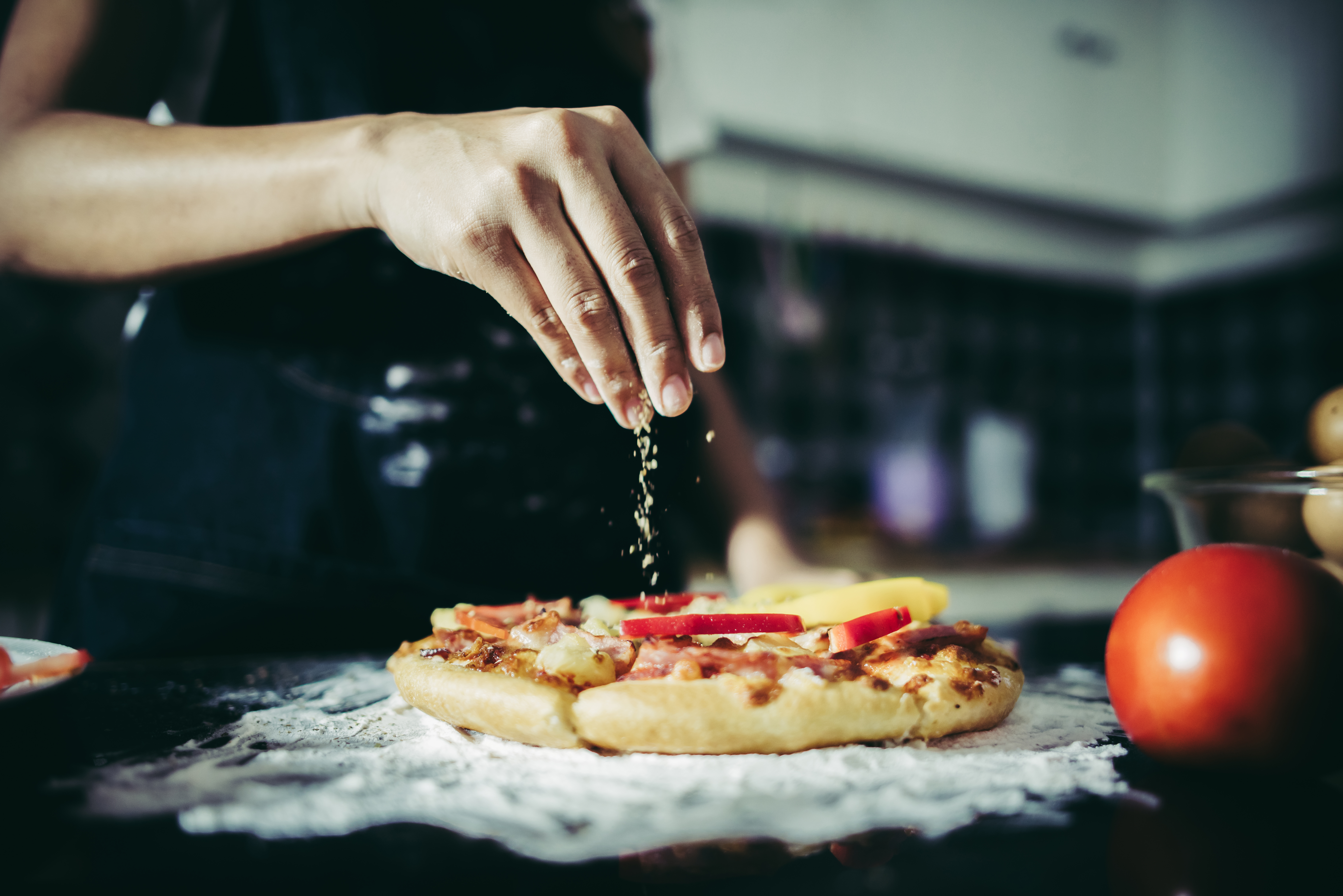Préparation de pizza